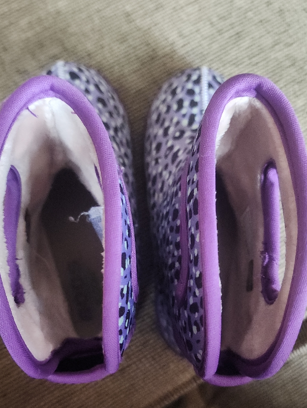 Sz 10M Bogs Kids Purple Leopard Print Pull-On Waterproof Boots - Picture 7 of 7